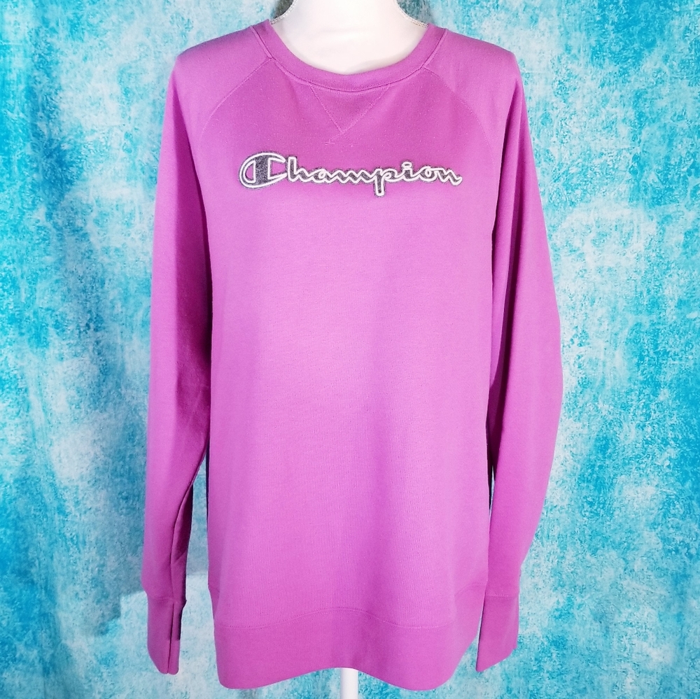 Champion Pinkish-Purple & Grey Logo Sweatshirt
